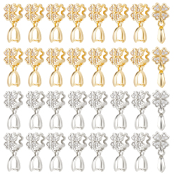 Платиновый & Золотой 20 шт. 2 цвета латунь микропаве прозрачный кубический цирконий ледорубы щипцы, долговечный, клевер, платиной и золотом, 17.5x7.5x5 мм, отверстие : 3 мм, штифты : 0.7 мм, 10 шт / цвет