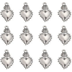 Античное Серебро 80 шт. Подвески из сплава в тибетском стиле, святое сердце, античное серебро, 21x14x3 мм, отверстие : 1.4 мм