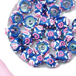 Королевский синий Непрозрачные акриловые бусины, бусины ручной работы, Эмаль стиле, рондель, королевский синий, 18~23 мм