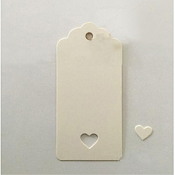 White Jewelry Display Kraft Paper Price Tags, Rectangle with Heart, White, 95x45mm, 100pcs/bag