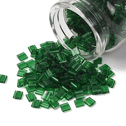 (TL146) Transparent Green Миюки тила бусины, японский бисер, 2-луночное, (tl146) прозрачный зеленый, 5x5x1.9 мм, отверстие : 0.8 мм, Около 590 шт / 50 г