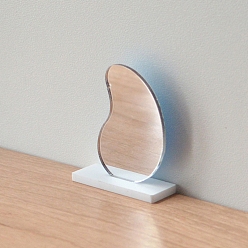 Белый Пластиковая модель зеркала, аксессуары для кукольного домика с микро-ландшафтом, притворяясь опорными украшениями, белые, 34x13x41 мм