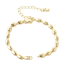 Настоящее золото 18K Изготовление браслетов из латунной цепочки с овальными звеньями, стойки покрытие, долговечный, без свинца и без кадмия, реальный 18 k позолоченный, 5.71 дюйм (14.5 см), Перейти кольцо: 3x0.7 мм, внутренний диаметр: 1.6 мм