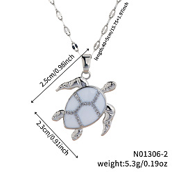 Платина Латунная белая эмалевая черепаха кулон ожерелья из цепочек для женщин, платина, 15.75 дюйм (40 см)
