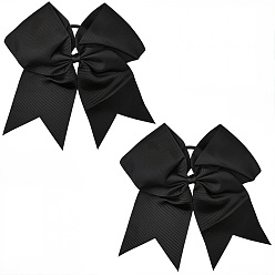 Черный 2 резинки для волос, шт., с бантом из полиэстера, резинки для волос для женщин и девочек, чёрные, внутренний диаметр: 45.5 мм