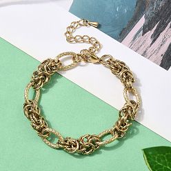 Настоящее золото 14K Стили панк-хип-хоп 304 браслеты из цепочек с кольцами из нержавеющей стали для женщин, реальный 14 k позолоченный, 6-7/8 дюйм (17.5 см)
