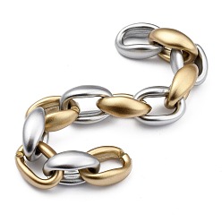 Gold Handmade Spray Painted CCB Plastic Cable Chains, for Handbag Chain Making, Oval, Gold & Silver, Links: 22.5x16.5x8.5mm, 39.37 inch(1m)/Stand