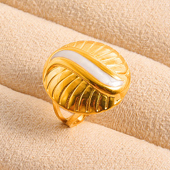 Золотой Регулируемые кольца-манжеты из нержавеющей стали с эмалью для женщин, круглые, золотые, 22 мм, внутренний диаметр: 19 мм