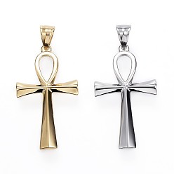 (52) Непрозрачная лаванда 304 подвески из нержавеющей стали, Анк крест, разноцветные, 44.5x25x2.5 мм, отверстие : 5x8.5 мм