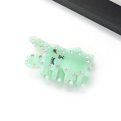 Аквамарин Заколки для волос с когтями из ацетата целлюлозы кролика, аксессуары для волос со стразами для женщин и девочек, аквамарин, 65x32x47 мм