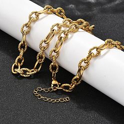 Золотой 304 бусы из нержавеющей стали текстурированные кабельные цепочки, ионное покрытие (ip), золотые, 17.80 дюйм (45.2 см)