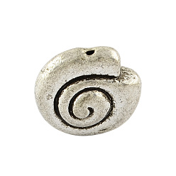 Античное Серебро Тибетском стиле сплава улитки бусы, без кадмия, без никеля и без свинца, античное серебро, 14x13.5x7 мм, Отверстие : 1 мм , около 290 шт / 1000 г