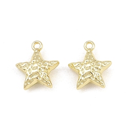 Doré  Pendentif en alliage , breloques en forme d'étoile martelée, crémaillère plaquage, or, 14.5x13x5.5mm, Trou: 1.4mm