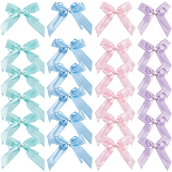 (52) Непрозрачная лаванда 40 шт 4 цвета бант полиэстер украшения аксессуары, со смолевыми бусинами, разноцветные, 100~120x120~150x10 мм, 10 шт / цвет