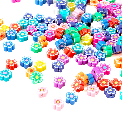 (52) Непрозрачная лаванда Ручной полимерной глины цветок сливы цветок бисер, разноцветные, 10x4 мм, отверстие : 2 мм, 100 шт / коробка