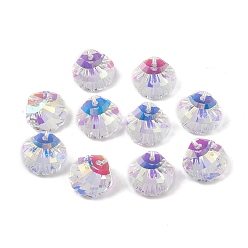 Прозрачный Подвески гальванизируйте стекла, с покрытием на задной стороне, граненые, оболочки прелести, прозрачные, 16x16x7~7.5 мм, отверстие : 1.4~1.5 мм