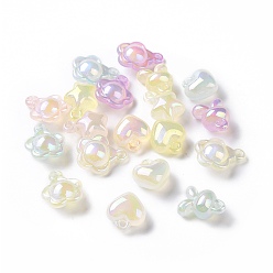 Mixed Color UV Plating Acrylic Pendants, Luminous Style, Glow In The Dark, Mixed Shapes Charms, Mixed Color, 18~23x15~18.5x10~12mm, Hole: 2mm