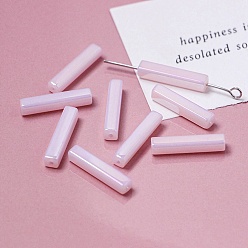 Pink Гальванические стеклянные бусины, граненые, прямоугольные, розовые, 19.5~20x4x4 мм, отверстие : 1 мм