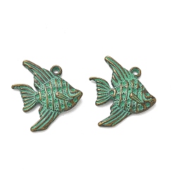 Antique Bronze Tibetan Style Alloy Pendants, Angelfish Charms, Medium Sea Green, Antique Bronze, 21x19x2.8mm, Hole: 1.2mm