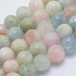 Morganite Natural Morganite Beads Strands, Faceted Round, Grade A-, 14mm, Hole: 1mm, about 30pcs/strand, 15.7 inch(40cm)