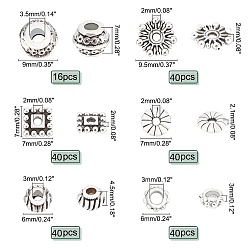 Античное Серебро Тибетском стиле сплав Шарики прокладки, античное серебро, 12.5x10.5x1.8см, 216pcs / коробка