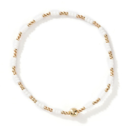 Белый Браслеты из стеклянных бусин и бусин CCB, составные браслеты для женщин, белые, 7-7/8 дюйм (20 см), внутренний диаметр: 6-1/2 дюйм (16.5 см)