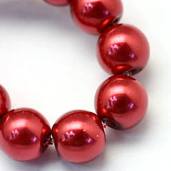 FireBrick Baking Painted Pearlized Glass Pearl Round Bead Strands, FireBrick, 4~5mm, Hole: 1mm, about 210pcs/strand, 31.4 inch