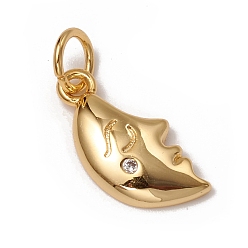 Golden Messing micro pave klar zirkonia charme, mit Ringe springen, langlebig überzogen, Mond, golden, 14.5x7x2 mm, Biegering: 5x0.7 mm, Innendurchmesser: 3.6 mm