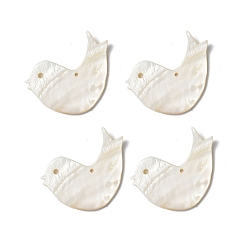 Coquillage De Mer Pendentifs de coquillages d'eau douce, charme d'oiseau, couleur de coquillage, 47x60x3.5mm, trou: 2.5 mm et 3.5 mm