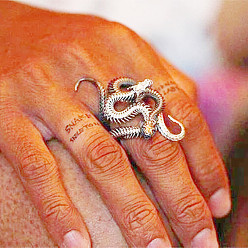 Металлический Чёрный & Платиновый Кольца перста сплава, змея, металлический черный & платиновый, 4.5~30 мм, внутренний диаметр: 17 мм