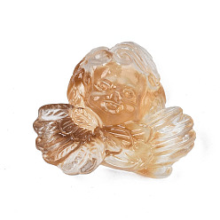 Sandy Brown Two Tone Transparent Resin Cabochons, Imitation Gemstone Style, Child, Sandy Brown, 24x26x10mm