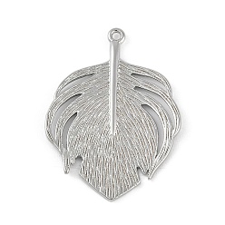 Платинированный Латунные подвески, без кадмия, без никеля и без свинца, лист прелести, Реальная платина, 32.5x29x2 мм, отверстие : 1.4 мм
