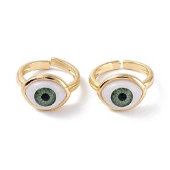 Meergrün Messing Manschettenringe, offene Ringe, mit Harzkügelchen, langlebig überzogen, echt 18 k vergoldet, bösen Blick, Meergrün, 3 mm, Innendurchmesser: 17 mm