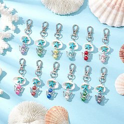 Морская звезда Подвеска в виде ангела из акрила, синтетической бирюзы и ракушек, Поворотные застежки-когти-омары для украшения сумок, морская звезда, 72~73 мм, 12 шт / комплект