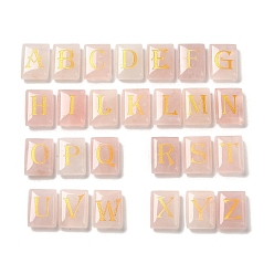 Розовый Кварц 26шт натуральный лечебный прямоугольник из розового кварца с украшениями в виде буквы a~z, украшение из камня энергии Рейки, 20x15x6.5 мм