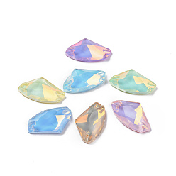 (52) Непрозрачная лаванда Эффект мокко в форме топора, пришитый стразами, k 5 стеклянный страз, 2-отверстие ссылка, плоская спинка с покрытием, швейные украшения, разноцветные, 16x27.5x6.5 мм, отверстие : 1.2 мм