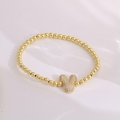 Letter V Женские браслеты из латуни с микропаве из прозрачных кубических цирконий, буквы, золотые, Буква V, 6.69 дюйм (17 см)