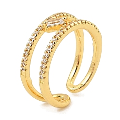 Настоящее золото 18K Манжеты из латуни с микро паве кубический цирконий для женщин, без кадмия, без никеля и без свинца, прямоугольные, реальный 18 k позолоченный, 7.5 мм, внутренний диаметр: 17.5 мм