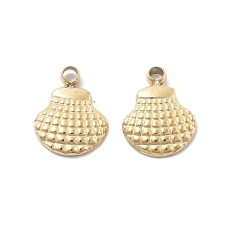 Настоящее золото 18K 304 прелести нержавеющей стали, шарм из ракушек, ионное покрытие (ip), реальный 18 k позолоченный, 9x7x1.5 мм, отверстие : 1.2 мм