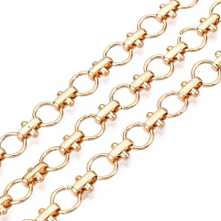 Light Gold Цепи из сплава с круглыми звеньями, с латунным кольцом, несварные, с катушкой, золотой свет, 8x1 мм, ссылка: 8x6x3.5 mm, около 32.81 футов (10 м) / рулон