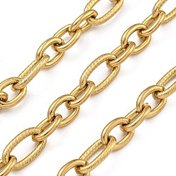 Золотой Ионное покрытие (ip) 304 цепи с овальными звеньями из нержавеющей стали, несварные, с катушкой, золотые, 9.5~13x7~7.5x1.5 мм