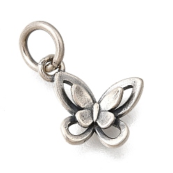 Античное Серебро 925 серебряные шармы, бабочки прелести, античное серебро, 9.5x11x3 мм, отверстие : 3.7 мм