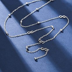 Нержавеющая Сталь Цвет 304 ожерелья из нержавеющей стали с буквой бесконечности Y, цвет нержавеющей стали, 16.54 дюйм (42 см) в длину + 55 удлинитель мм