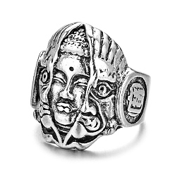 Human Antique Silver Alloy Open Cuff Rings, Human, Wide: 20~45mm