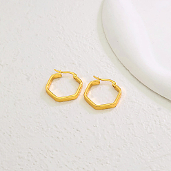 Настоящее золото 18K Серьги-кольца из нержавеющей стали с шестигранной головкой, реальный 18 k позолоченный, 30 мм