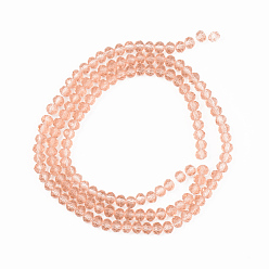 Salmon Glass Beads Strands, Faceted, Rondelle, Salmon, 6x5mm, Hole: 1mm, about 83~85pcs/strand, 38~39cm