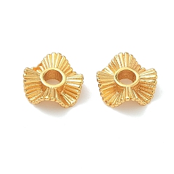 Настоящее золото 24K Spacer бисер латунные, волнистых плоские круглые, долговечный, без свинца и без кадмия, стойки покрытие, реальный 24 k позолоченный, 10x10x3 мм, отверстие : 2.7 мм