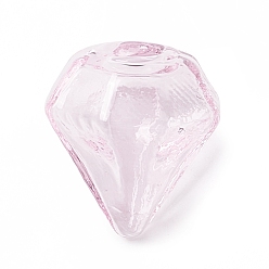Pink Выдувные стеклянные бутылки ручной работы, для изготовления подвесок из стеклянных флаконов, алмаз, розовые, 16~17x15~15.5x13.5~14.5 мм, отверстие : 2.5~5 мм