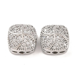 Pink Латунные микропаве из прозрачного кубического циркония, без кадмия, без никеля и без свинца, квадратный, розовые, 11x11x7 мм, отверстие : 1.8 мм