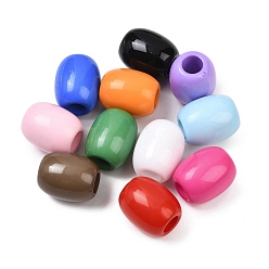 Barrel Непрозрачная краска для выпечки, акриловые европейские бусины, разноцветные, большое отверстие шарик, баррель, 16x13.5 мм, отверстие : 5.5 мм, Около 290 шт / 500 г